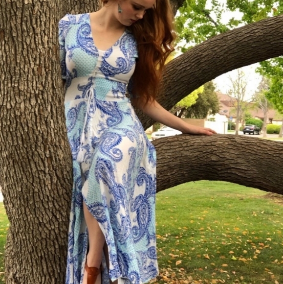White Paisley Indiana Maxi Dress 